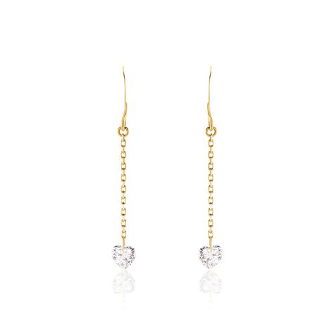 Boucles D'oreilles Pendantes Crush Plaqué Or Jaune Oxyde De Zirconium - Boucles d'oreilles fantaisie Femme | Histoire d’Or