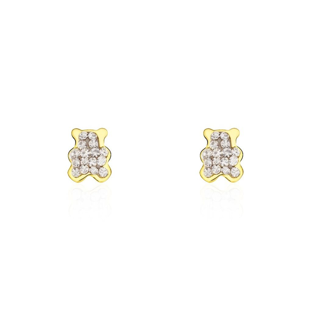 Boucles D'oreilles Puces Emerica Ours 0 Or Jaune Strass