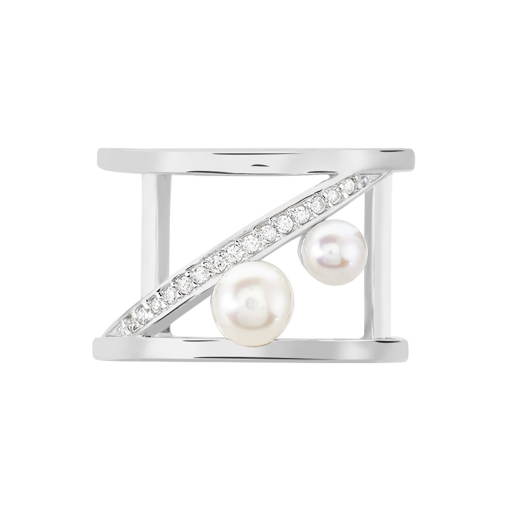 Bague Nissi Argent Blanc Perle De Culture Oxyde De Zirconium - Bagues avec pierre Femme | Histoire d’Or