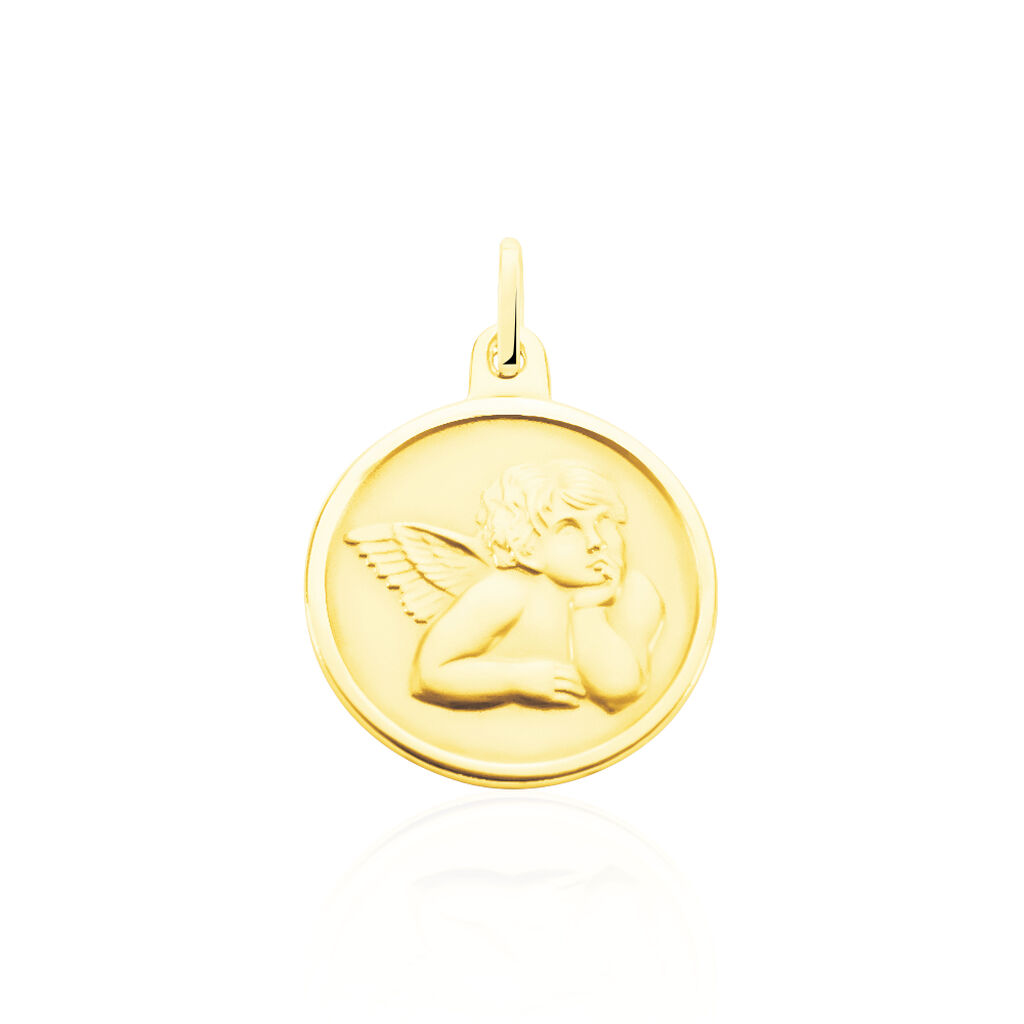 Pendentif Ange Rond Mat Or Jaune - Pendentifs Baptême Famille | Histoire d’Or