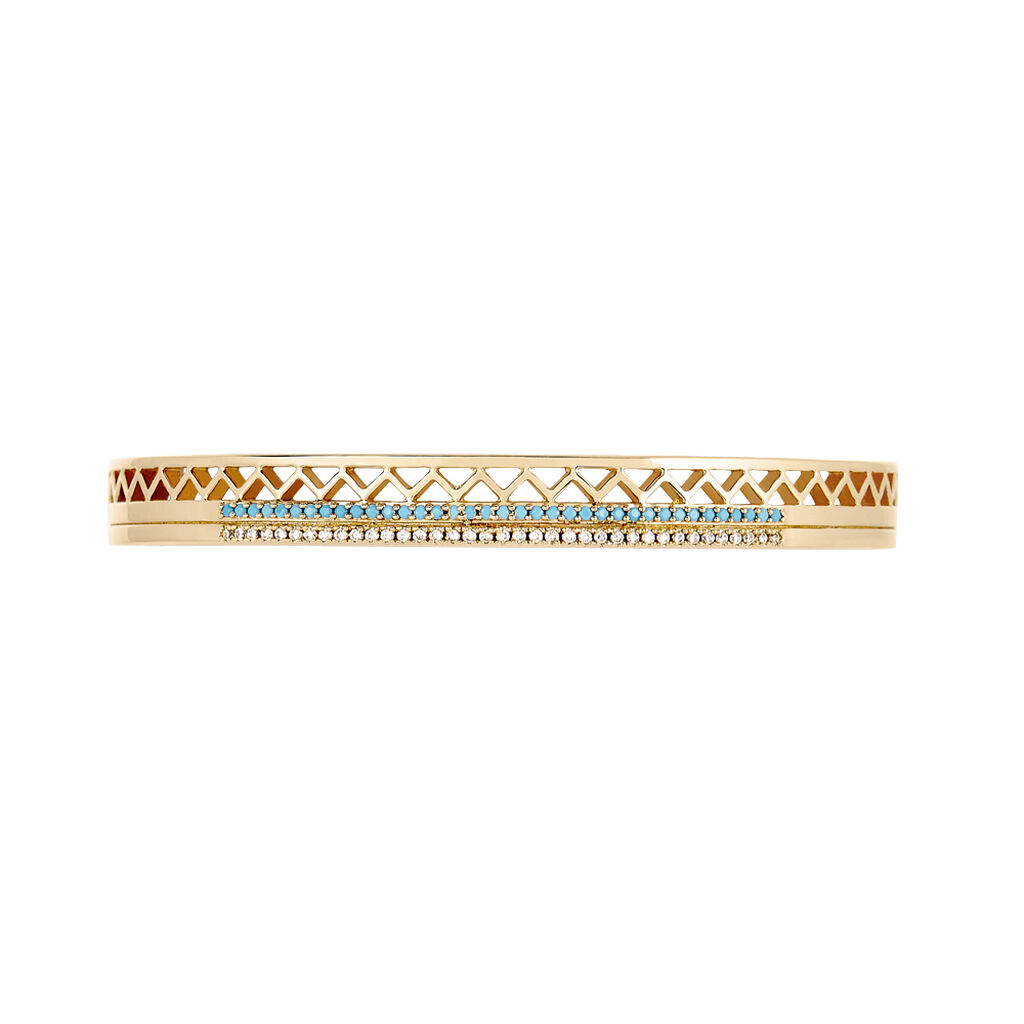 Bracelet Jonc Zoila Plaqué Or Pierre De Synthese Et Oxyde - Bracelets joncs Femme | Histoire d’Or