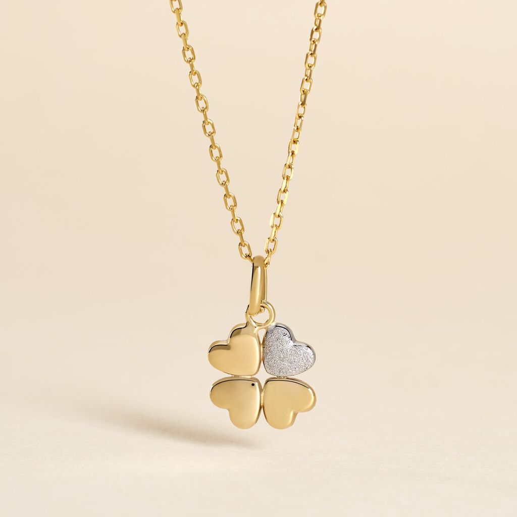 Pendentif Eudocie Coeur Trefle Or Jaune - Pendentifs Famille | Histoire d’Or