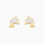 Boucles D'oreilles Puces Edmee Dauphin Or Jaune Strass - Clous d'oreilles Femme | Histoire d&rsquo;Or
