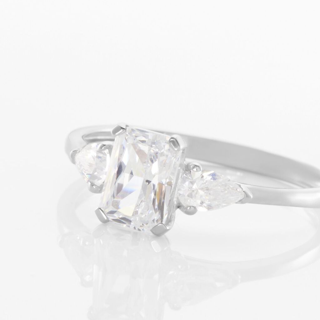 Bague Saelle Or Blanc Oxyde De Zirconium - Bagues solitaires Femme | Histoire d&rsquo;Or