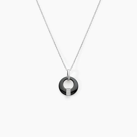 Collier Suzanne Argent Blanc C&eacute;ramique Et Oxyde De Zirconium - Colliers fantaisie Femme | Histoire d&rsquo;Or