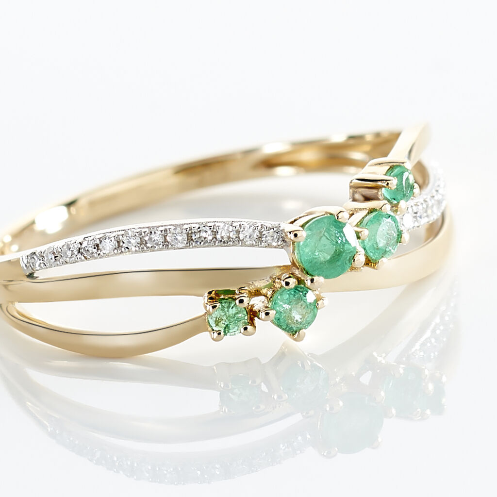 Bague Amarylis Or Jaune Emeraude Diamant - Bagues avec pierre Femme | Histoire d’Or