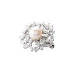 Broche Kaki Argent Blanc Perle De Culture - Broches Femme | Histoire d&rsquo;Or
