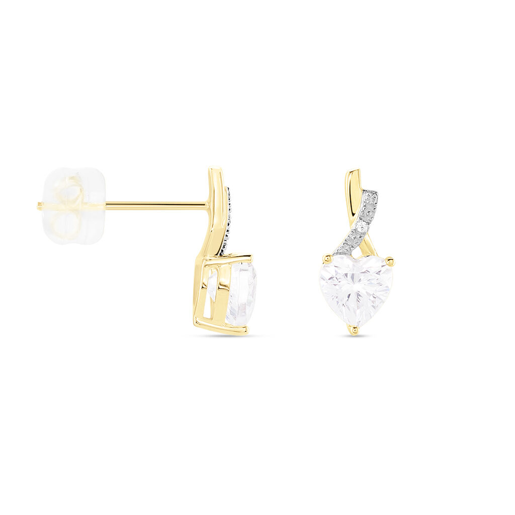 Boucles D'oreilles Puces Clothilde Or Jaune Oxyde De Zirconium - Clous d'oreilles Femme | Histoire d’Or