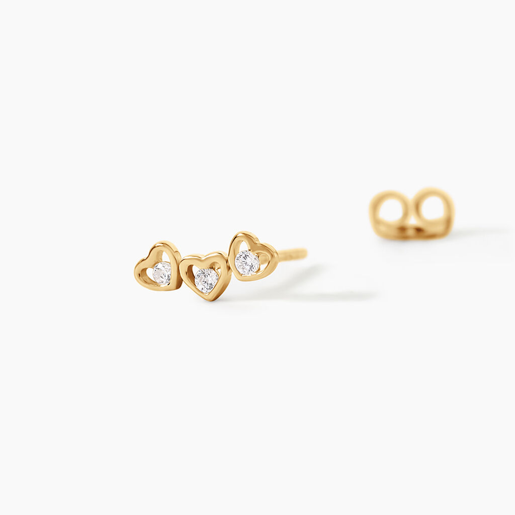 Boucles D'Oreilles Puces Daria Argent Dor&eacute; A L'Or 750/1000 Oxyde De Zirconium - Boucles d'oreilles fantaisie Femme | Histoire d&rsquo;Or
