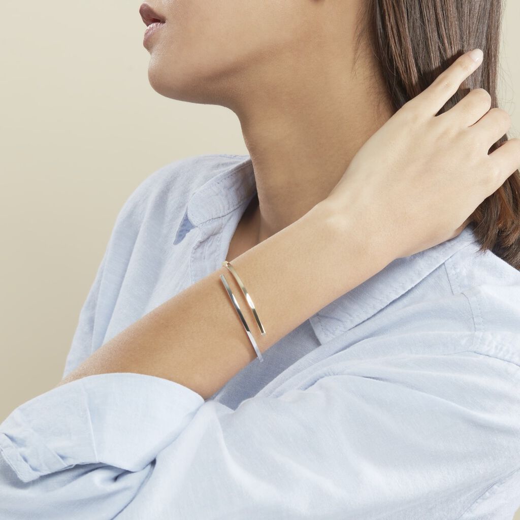 Bracelet Jonc Loise 2 Fils Carres Or Bicolore - Bracelets joncs Femme | Histoire d’Or