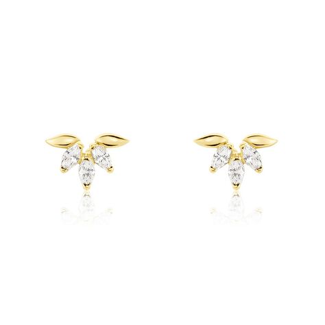 Boucles D'oreilles Puces Maralyn Or Jaune Oxyde De Zirconium - Clous d'oreilles Femme | Histoire d&rsquo;Or