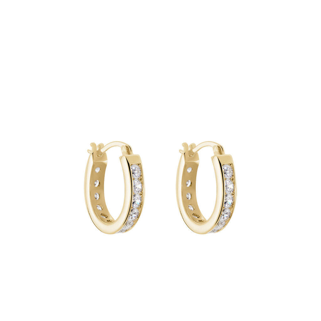 Créoles Doryne Plaqué Or Jaune Oxyde De Zirconium - Boucles d'oreilles créoles Femme | Histoire d’Or