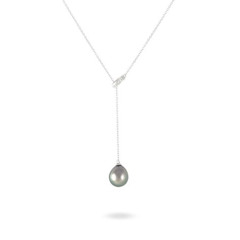 Collier Perrine Or Blanc Perle De Culture De Tahiti Et Diamant - Colliers Femme | Histoire d’Or