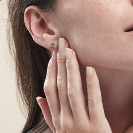 Boucles D'oreilles Puces Or Jaune Isador Emeraude - Clous d'oreilles Femme | Histoire d’Or