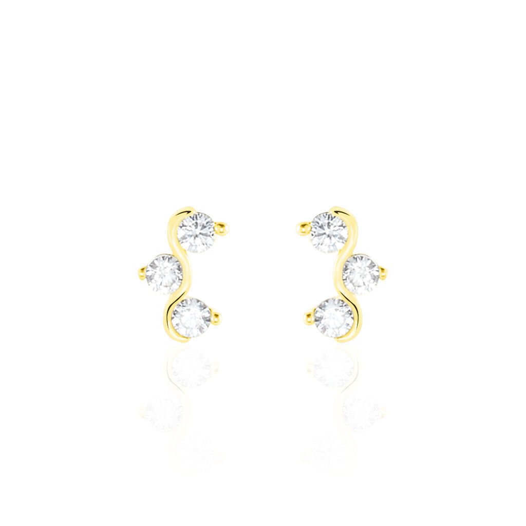 Boucles D'oreilles Puces Mureille Or Jaune Oxyde De Zirconium - Clous d'oreilles Femme | Histoire d’Or