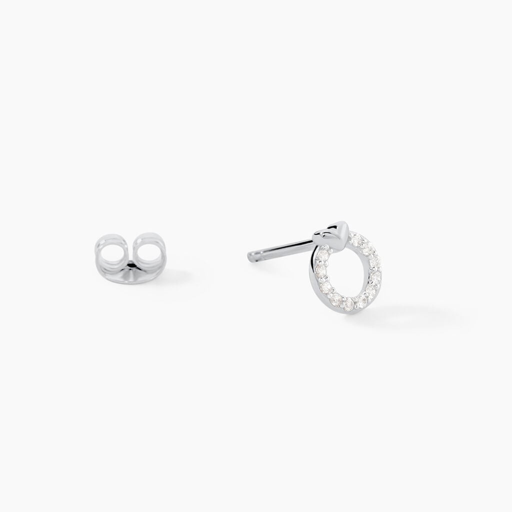 Boucles D'Oreilles Puces Aberte Argent Blanc Oxyde De Zirconium - Boucles d'oreilles fantaisie Femme | Histoire d&rsquo;Or