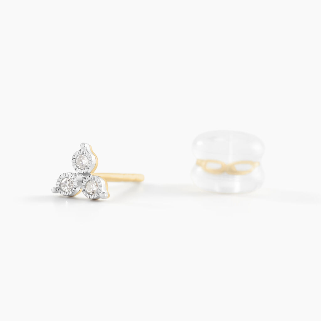 Boucles D'oreilles Puces Kam Or Jaune Diamant - Clous d'oreilles Femme | Histoire d’Or