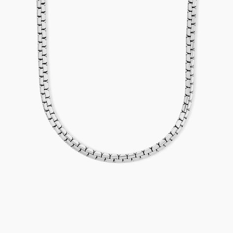 Collier Caio Acier Blanc - F&ecirc;te des p&egrave;res Homme | Histoire d&rsquo;Or