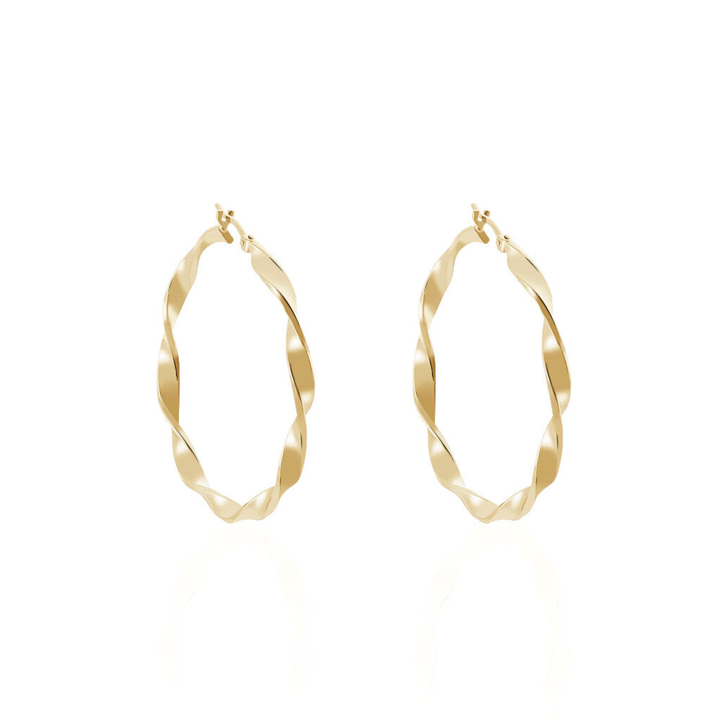 Cr&eacute;oles Lenna Torsad&eacute;e Plaqu&eacute; Or Jaune - Boucles d'oreilles cr&eacute;oles Femme | Histoire d&rsquo;Or