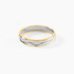 Alliance Mat Striee Ruban Plat Or Bicolore - Alliances Unisex | Histoire d&rsquo;Or