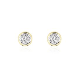 Boucles D'oreilles Puces Edmee Cercle 0 Or Jaune Strass - Clous d'oreilles Femme | Histoire d’Or