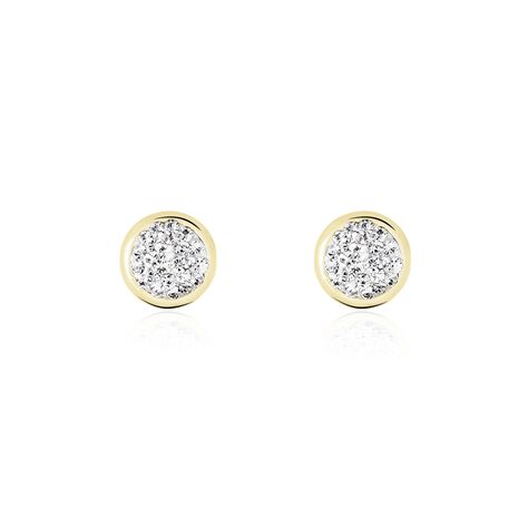 Boucles D'oreilles Puces Edmee Cercle 0 Or Jaune Strass - Clous d'oreilles Femme | Histoire d’Or