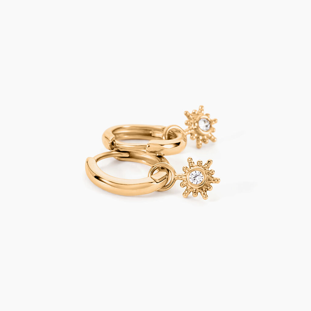 Créoles Ellie Plaque Or Jaune Oxyde De Zirconium - Boucles d'oreilles créoles Femme | Histoire d’Or