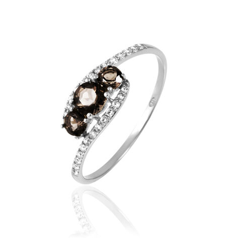 Bague Chloe Or Blanc Quartz Et Oxyde De Zirconium - Bagues solitaires Femme | Histoire d&rsquo;Or