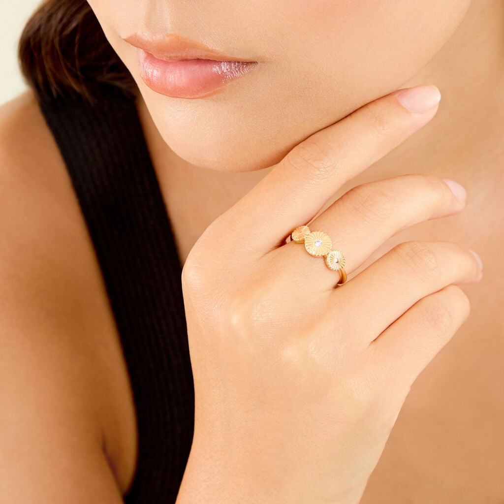 Bague Sunrays Plaqu&eacute; Or Jaune Oxyde De Zirconium - Bagues avec pierre Femme | Histoire d&rsquo;Or