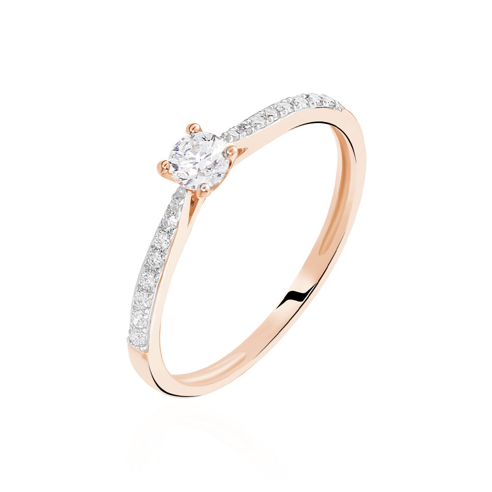 Bague solitaire 2025 or rose diamant