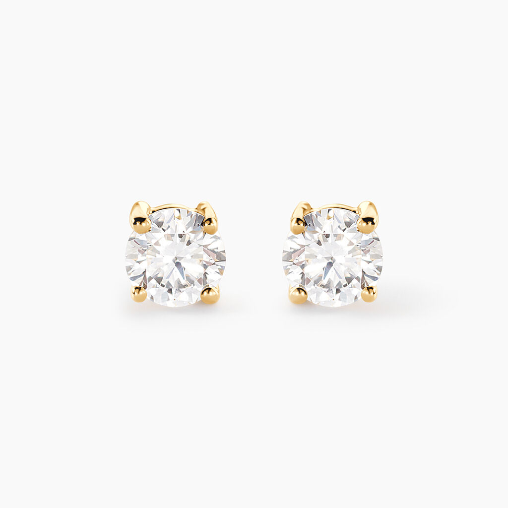 Boucles D'Oreilles Puces Aphrodite Ld Or Jaune Diamant Synth&eacute;tique - Clous d'oreilles Femme | Histoire d&rsquo;Or