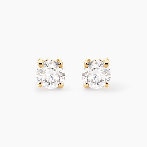 Boucles D'Oreilles Puces Aphrodite Ld Or Jaune Diamant Synth&eacute;tique - Clous d'oreilles Femme | Histoire d&rsquo;Or