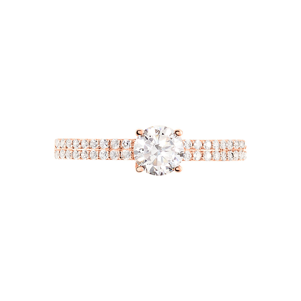 Bague Solitaire Dayna Or Rose Oxyde De Zirconium - Bagues solitaires Femme | Histoire d&rsquo;Or