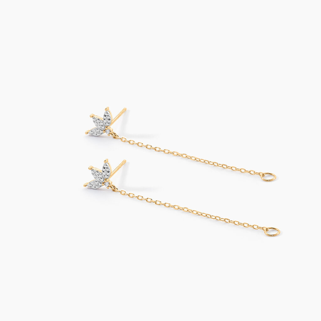 Boucles D'oreilles Pendantes Gianpaolo Or Jaune Diamant - Boucles d'oreilles pendantes Femme | Histoire d’Or