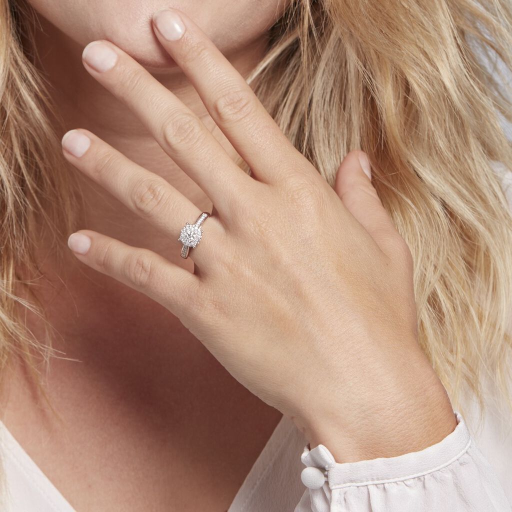 Bague Or Blanc  Shirlene Diamant Synthetique - Bagues avec pierre Femme | Histoire d’Or