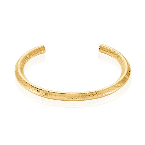 Jonc Hera Acier Dore Yseut Effet Strie - Bracelets joncs Femme | Histoire d’Or