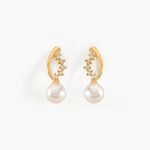 Boucles D'oreilles Puces Dominga Or Jaune Perle De Culture Et Oxyde - Clous d'oreilles Femme | Histoire d&rsquo;Or