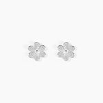 Boucles D'oreilles Puces Niva Argent Blanc - Boucles d'oreilles fantaisie Femme | Histoire d&rsquo;Or