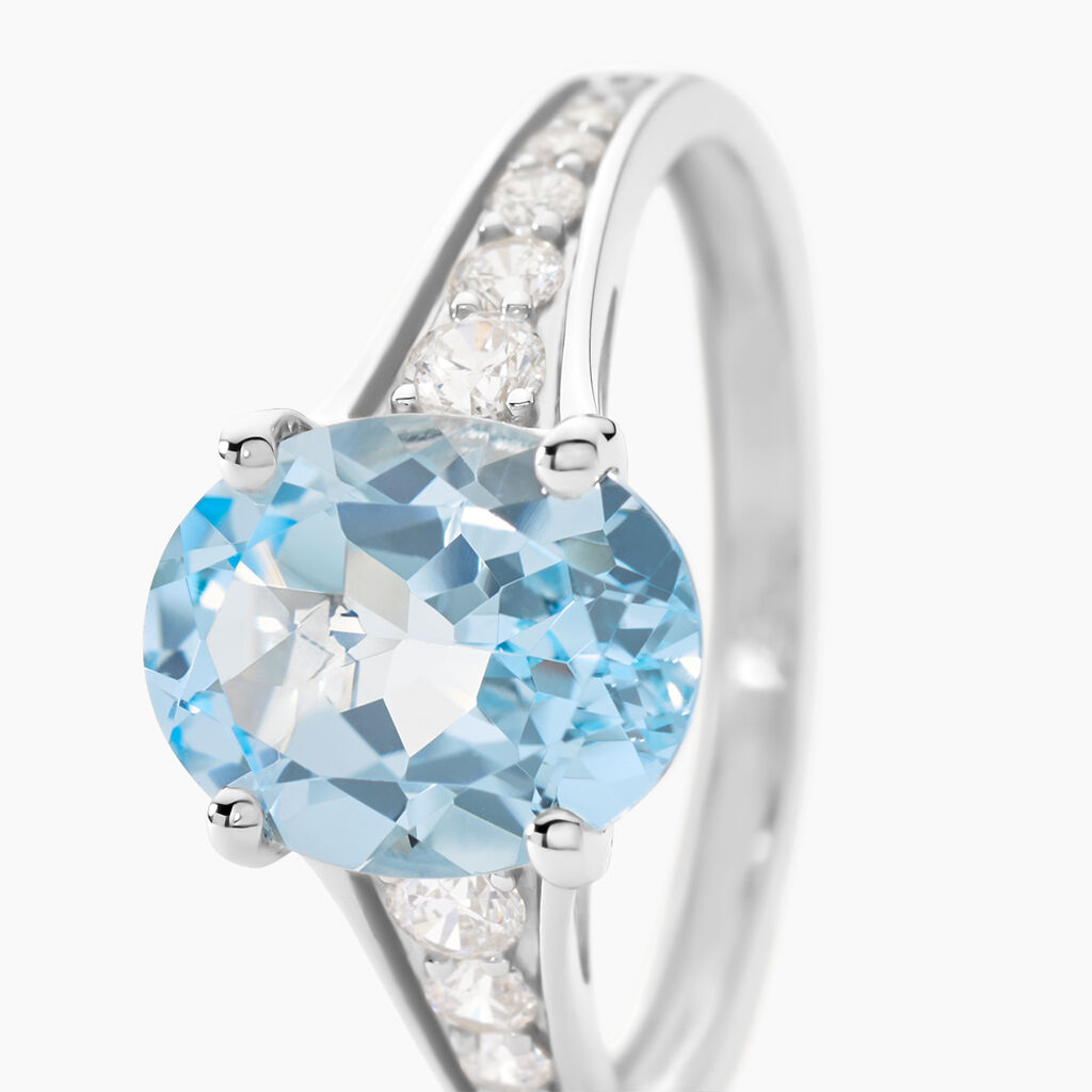 Bague Marie-camille Or Blanc Topaze Et Oxyde De Zirconium - Bagues solitaires Femme | Histoire d’Or