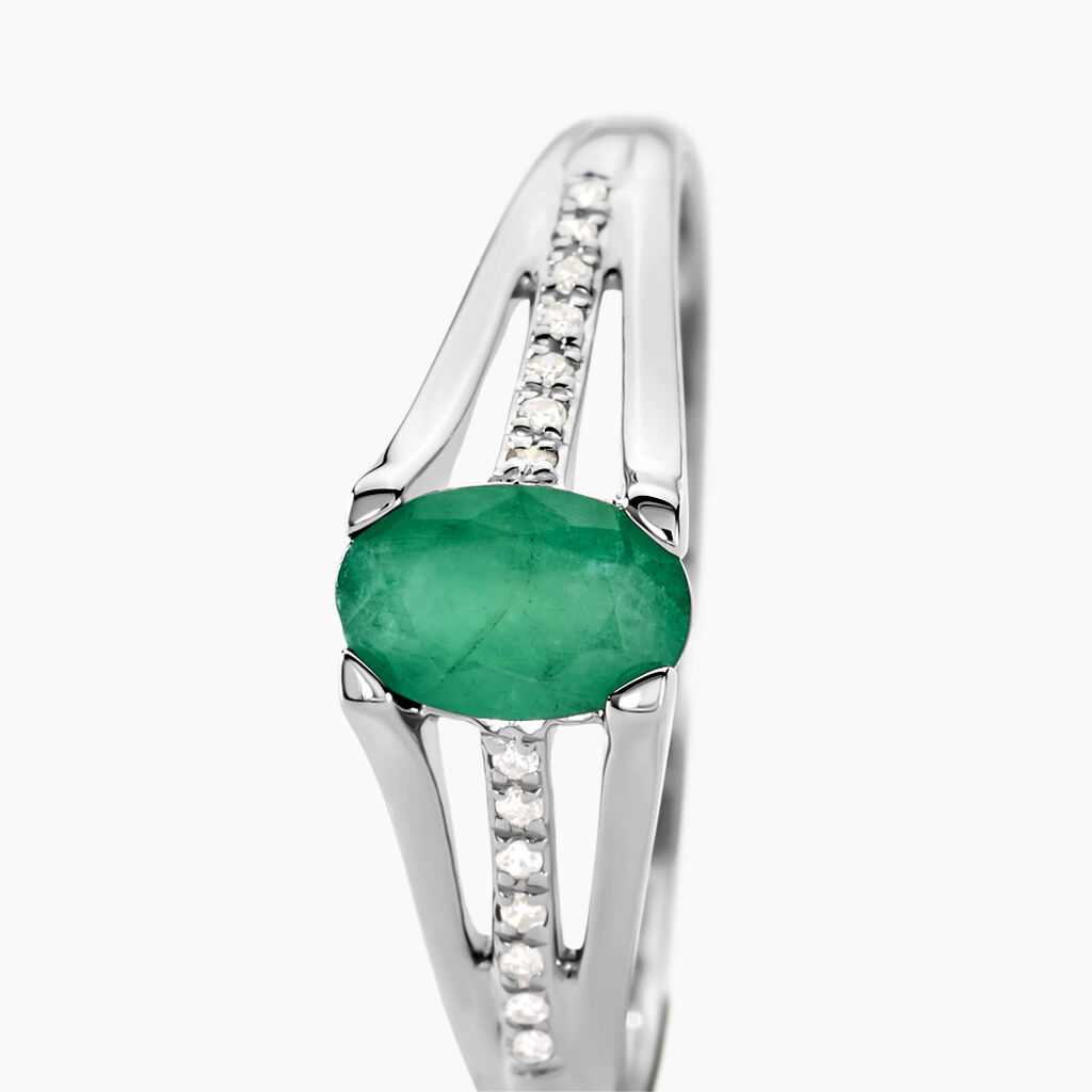 Bague Denise Or Blanc Emeraude Et Diamant - Bagues solitaires Femme | Histoire d’Or