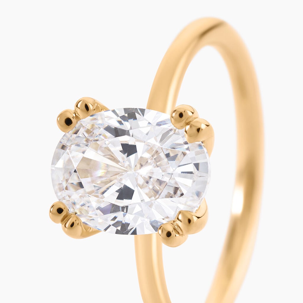 Bague Solitaire Liber Plaqu&eacute; Or Jaune Oxyde De Zirconium - Bagues solitaires Femme | Histoire d&rsquo;Or