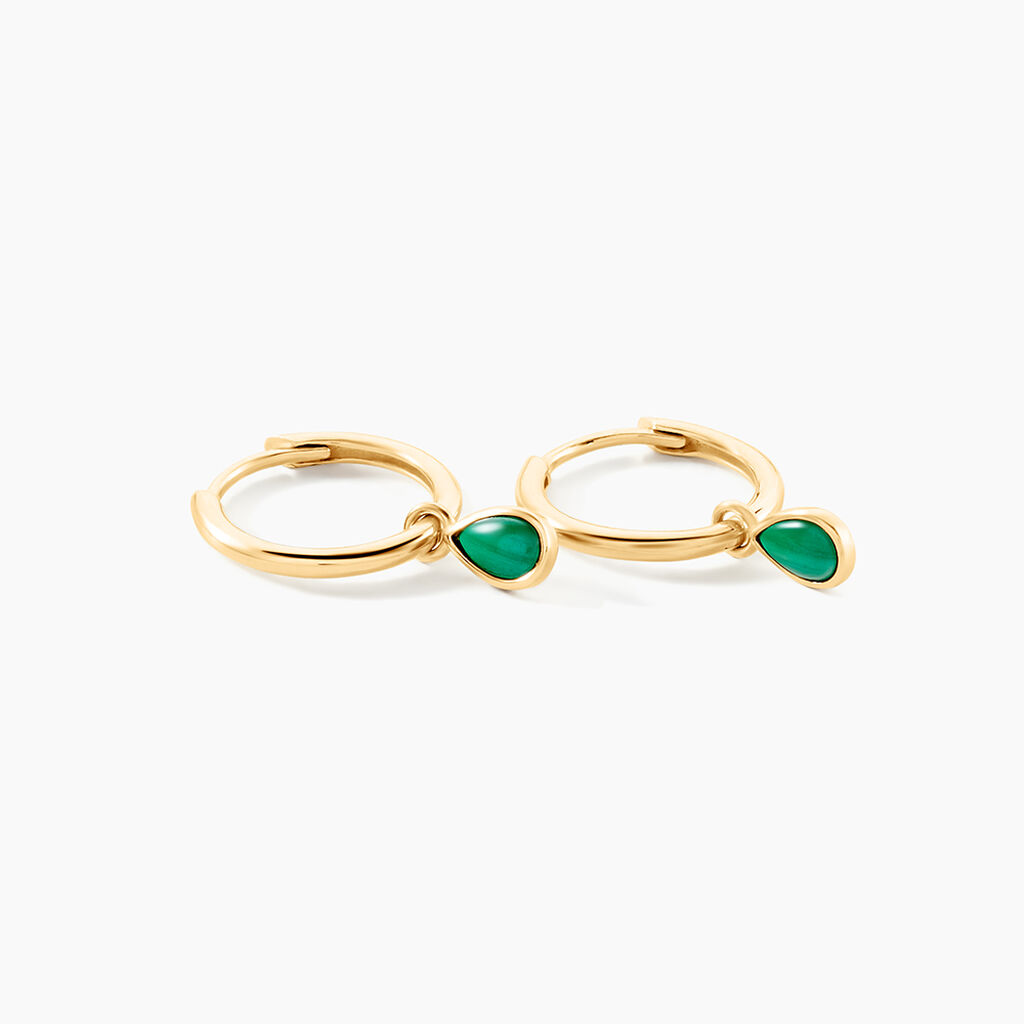 Créoles Ondée Or Jaune Malachite - Boucles d'oreilles créoles Femme | Histoire d’Or