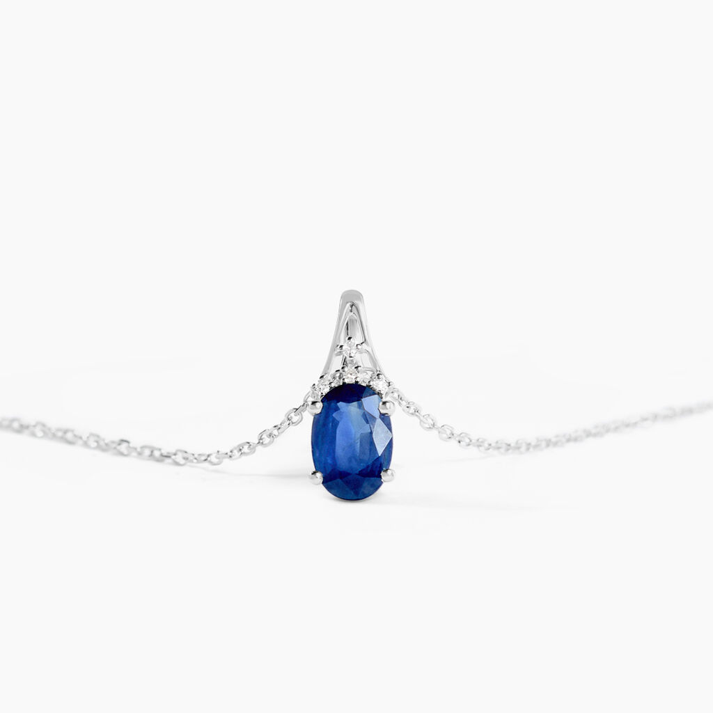Collier Marie Or Blanc Saphir Diamant - Colliers Femme | Histoire d’Or