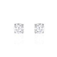 Boucles D'oreilles Puces Or Blanc  Diamants Synthétique