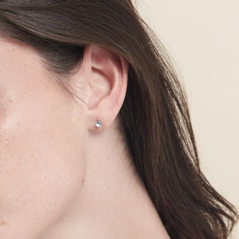 Boucles D'oreilles Puces Elea Or Blanc Topaze Bleu Sky - Clous d'oreilles Femme | Histoire d’Or