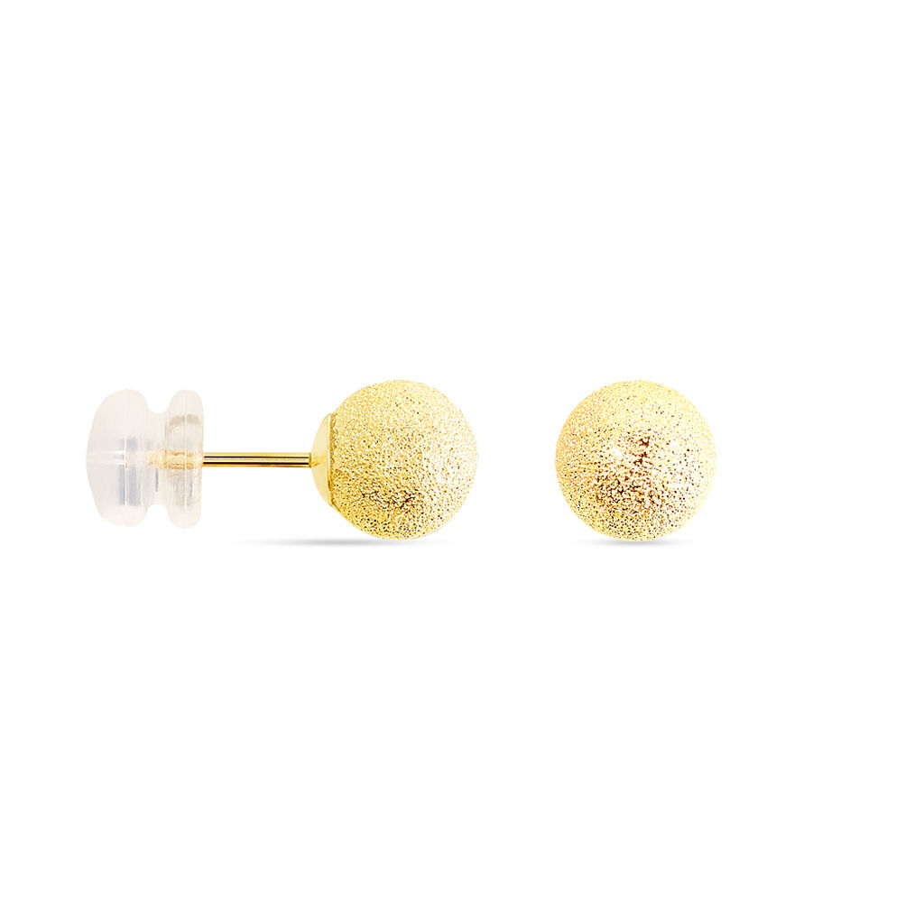 Boucles D'oreilles Puces Fidelia Boule Sablee Or Jaune - Clous d'oreilles Femme | Histoire d’Or