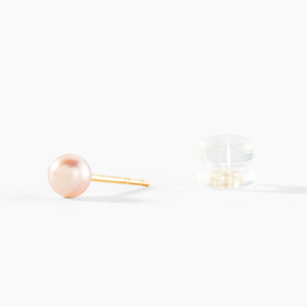 Boucles D'oreilles Puces Ursulina Or Jaune Perle De Culture - Clous d'oreilles Femme | Histoire d’Or