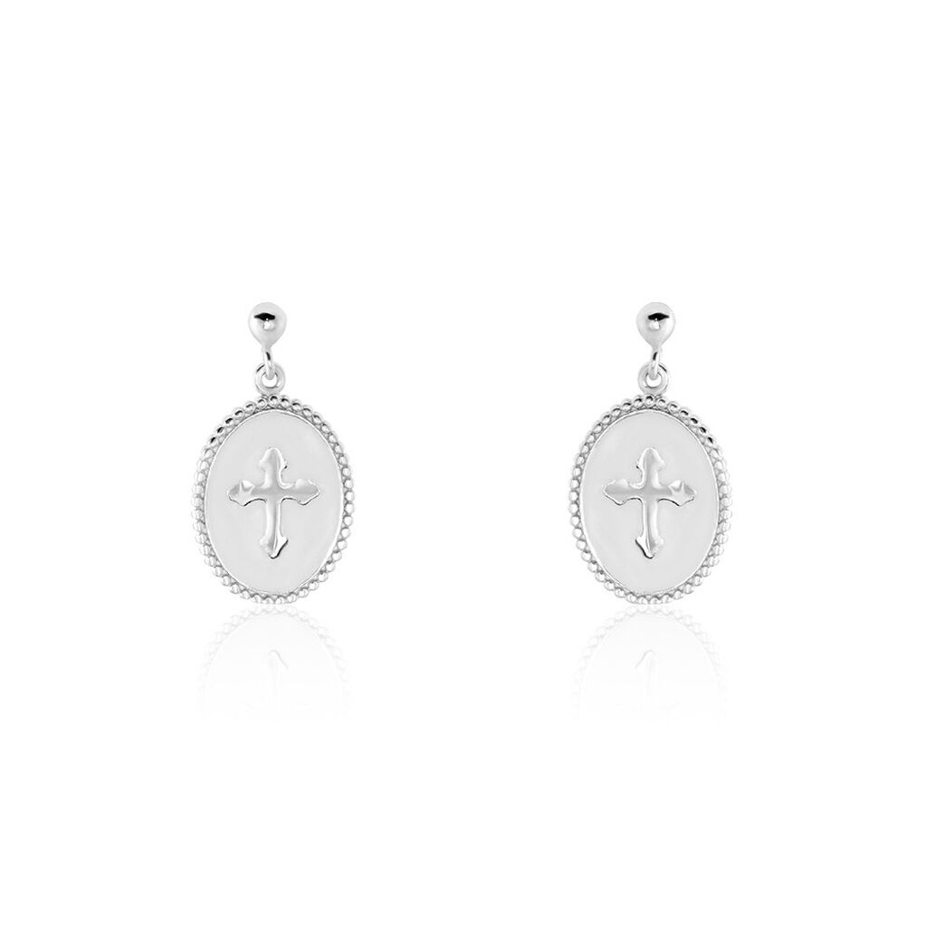 Boucles D'oreilles Pendantes Argent Gesse - Boucles d'Oreilles Croix Femme | Histoire d’Or