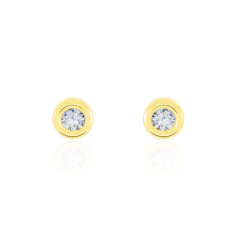 Boucles D'oreilles Puces Eden Serti Pneu Or Jaune Oxyde De Zirconium - Clous d'oreilles Femme | Histoire d’Or