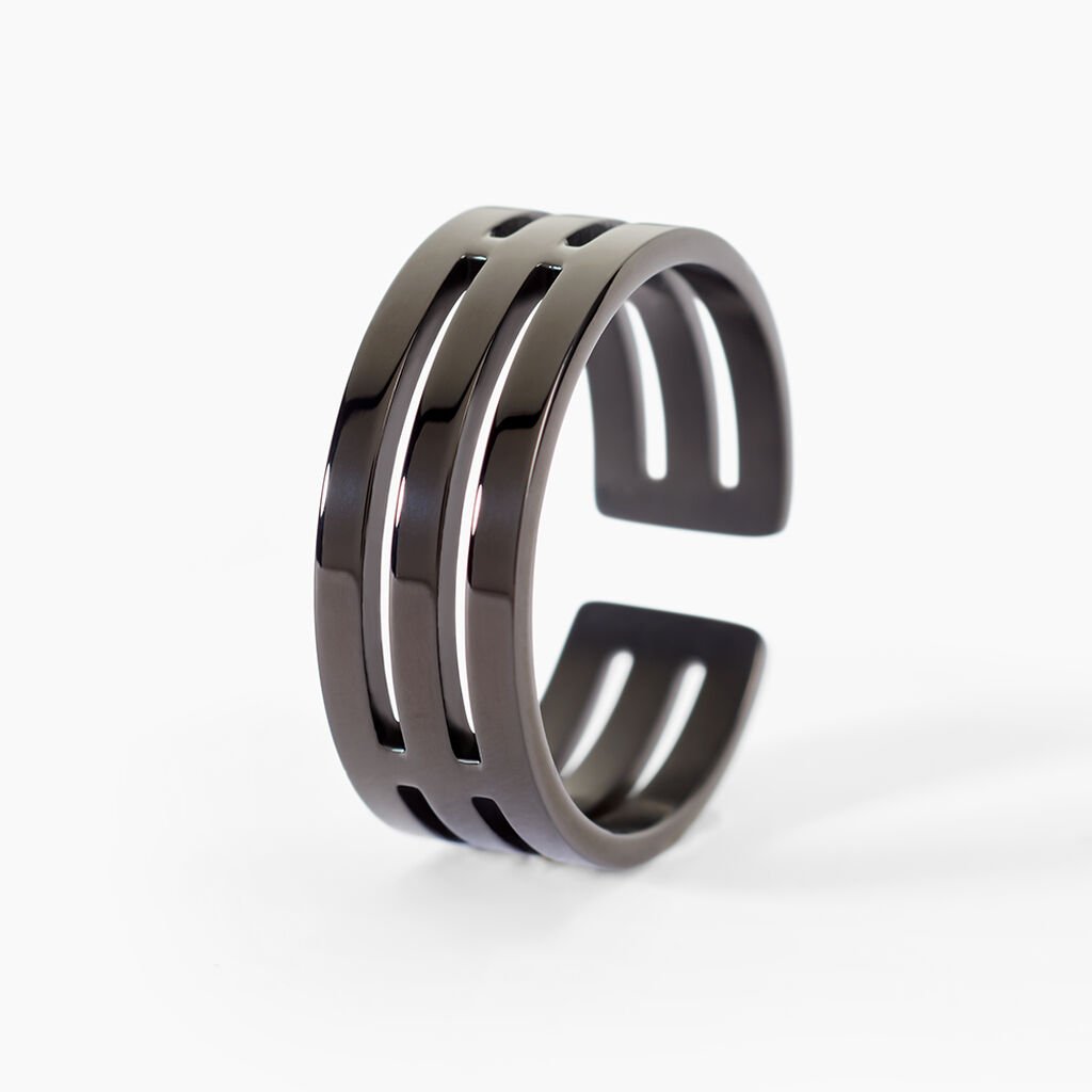 Bague Cadix Acier Noir - Bagues fantaisie Homme | Histoire d’Or